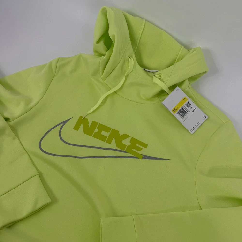 Nike Mens Therma-FIT Training‎ Hoodie Neon Yellow Graphic Logo DD1766-736 S